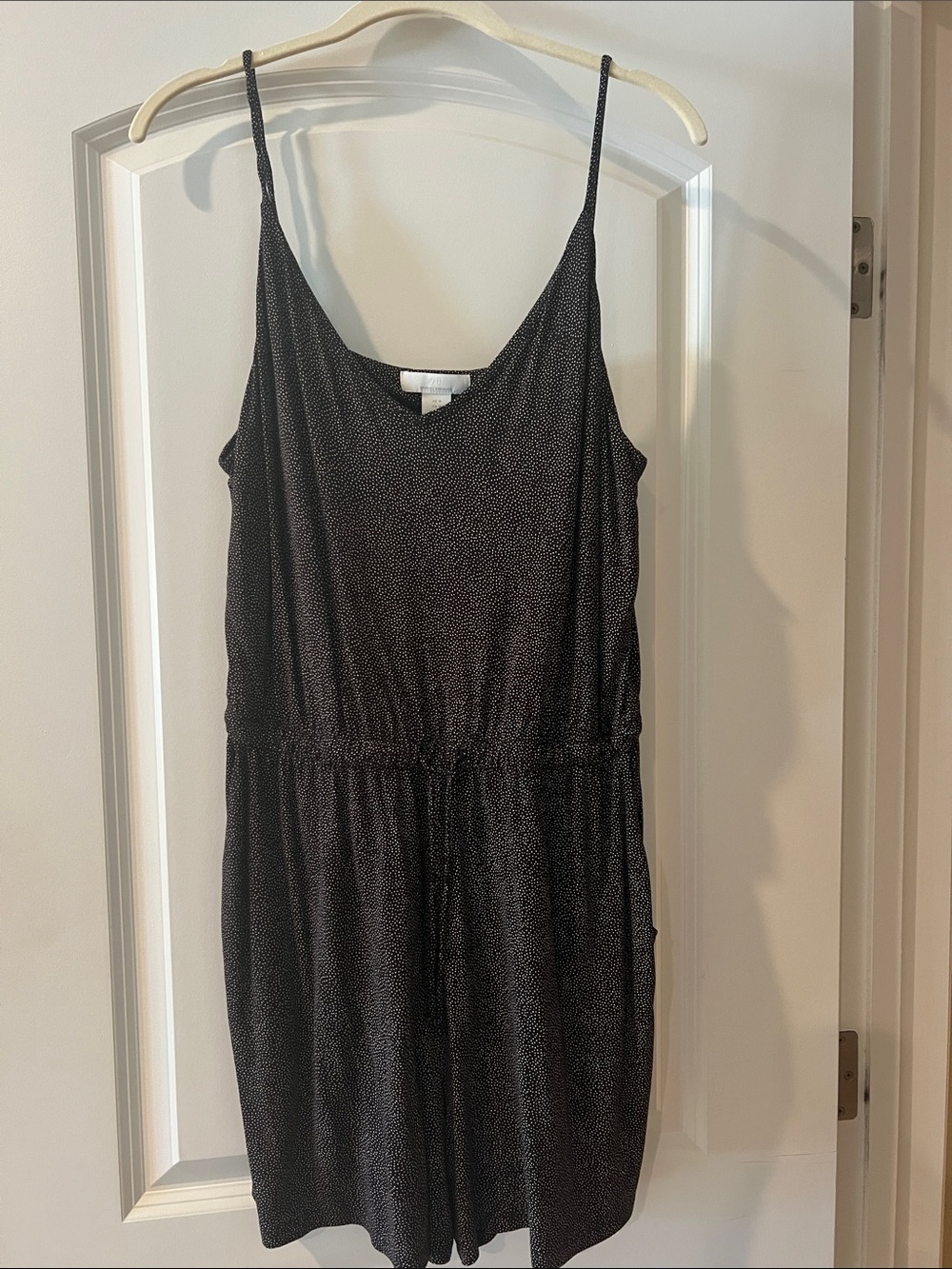H&M Black Speckled Spaghetti-strap Mini Romper